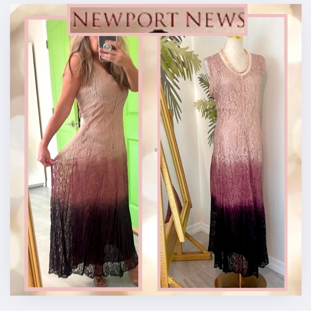 VTG Newport News,Exquisite Descending Ombre,Antique-Lace Dress,Stretch,Size 12 - Picture 4 of 12